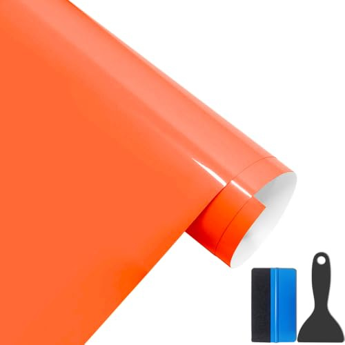 NewL PET Ultra Gloss Car Vinyl Wrap Lava Orange 50cmx150cm | Ultra gloss finish, Self-adhesive, Air Release Technology, Weather Proof, Tear resistant, Suitable for auto, moto, furniture