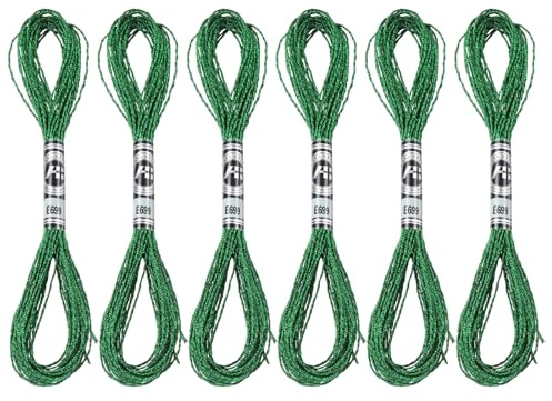 PATIKIL 6 Madejas De Hilo De Bordar, Hilo De Bordar Metálico Hilo De Nylon Para Pulseras Hilo Para Bordado A Mano Punto De Cruz, Verde