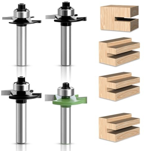 Fräser für Oberfräse nutfräser 8mm Schaft 4 Stück, Scheibennutfräser 2 mm, 3 mm, 4 mm, 5 mm, 6 mm, Bündigfräser, Nutfräser & Verleimfräser mit Kugellagern, Oberfräse Zubehör Holzbearbeitung planfräser