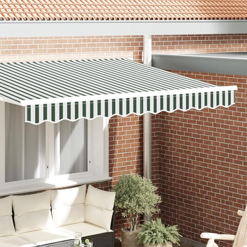 Brokky 42000808 Awning Valance for 3.5 m Frame Green and White 3.3x0.2 m Replacement Awning Fabric - Awning Cover Cloth Valance,UV/Water Resistant