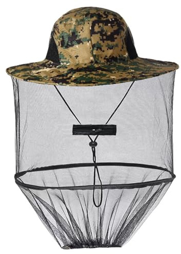 1-Piece Mosquito Head Net Hat with Removable Netting: Works as Beekeeper, Fishing, Camping Hat; Portable Midge Face Cover for Outdoor Hiking Green