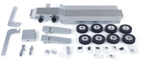 wheelfun 1/14 DoubleE Metal 2 Axels Low Trailer Flatbed E012 001 for Remote Control Tractor Truck E113 RC Lorry Car Model Upgrade Parts Hobby Grade Model