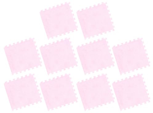 HELEVIA 10 Uds. Alfombras de Espuma Entrelazadas de Felpa, Baldosas de Espuma Suave, Alfombra de Juego de Rompecabezas con Superficie Antideslizante, para Dormitorio, Guardería (Rosa)