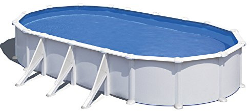 Piscina Gre KITPROV738 Atlantis - Piscina de Acero Elevada,Ovalada con Aspecto Acero Blanco. Piscinas Desmontables para Jardín 730 x 375 x 132 cm.