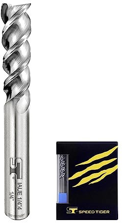 SPEED TIGER IAUE Carbide Square End Mill for Aluminum Applications - High Feed U-Type Design - for Roughing and Finishing - 3 Flute - IAUE3/163 - Made in Taiwan (5 Pieces, 3/16)