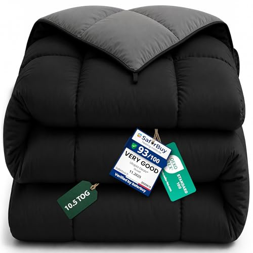 Utopia Bedding Trapunta Double-Face 350 gr/m²- Morbida Piumino (230cm x 260cm) - per Letto 180 cm - Piumino Reversibile (Bicolore) - Grigio e Nero