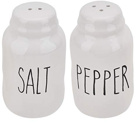 Farmhouse Style Ceramic Salt and Pepper Shaker Set White