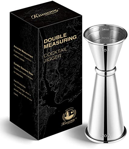 KITESSENSU Jigger for Bartending, Japanese Jigger 2 oz 1 oz with Measurements Inside, 304 Stainless Steel Double Cocktail measuring cup, Professional Bar Tool for Home & Bar Use