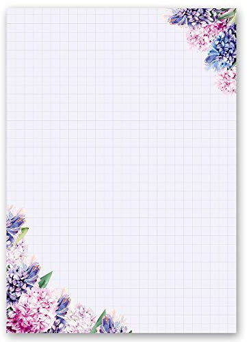 20 Blatt Briefpapier HYAZINTHEN - DIN A4 Format - Blumen & Blüten