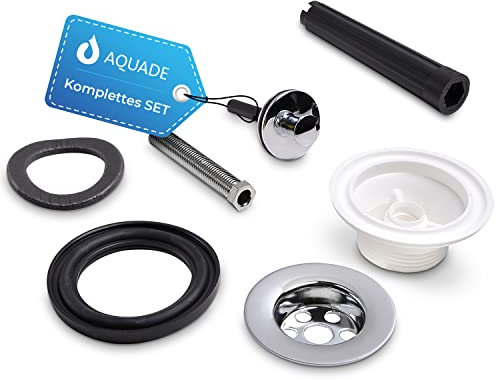 AQUADE Ablaufventil Waschbecken 1¼ Ø 60mm mit Ablaufstopfen Waschbecken-Stöpsel mit Sieb Ablauf Messing Verchromt Spülbecken Ablaufgarnitur