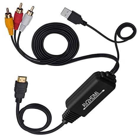 VOANZO Cable AV a HDMI 3 RCA CVBS compuesto a 1080 p HDMI AV adaptador compatible PAL NTSC para PC portátil etc