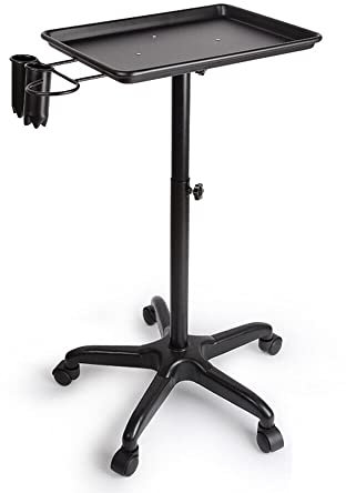 Quiltern Salon Trolleys - Chariot de coiffeur - Chariot cosmétique - Chariot de salon - Table à outils avec plateau amovible (noir)