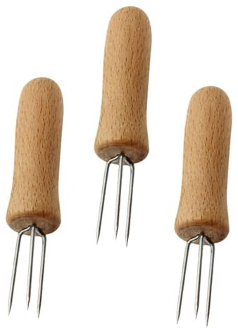 HANABASS 3stücke Maisgabeln Aus Drei-pin-design Obstspieße Für Kochen Und Grillen Maishalter Maisspieße Geeignet Für Steak Fleisch Obst Und Gemüse