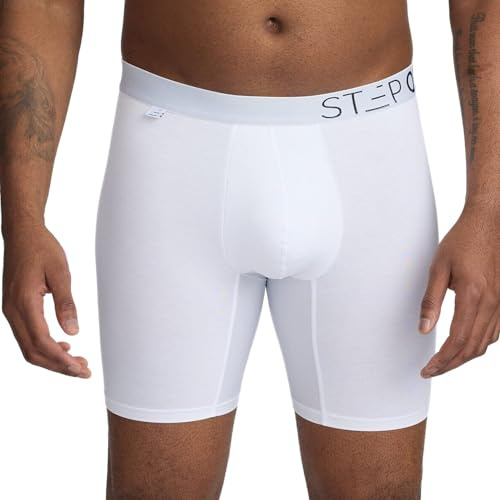 STEP ONE Mens Boxers Shorts, 1 Pair, Anti Chafing Underwear for Men, Moisture-Wicking Boxer Shorts with 3D Pouch. Fabric Made from bamboo viscose