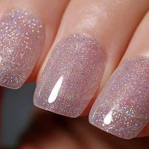 Ozzeal UV Nagellack Glitzer, 15ML Klar Silber Schillernd Gel Polish Mit Glitzerndem Schimmer - Frühling Sommer Regenbogen Soak Off UV Led