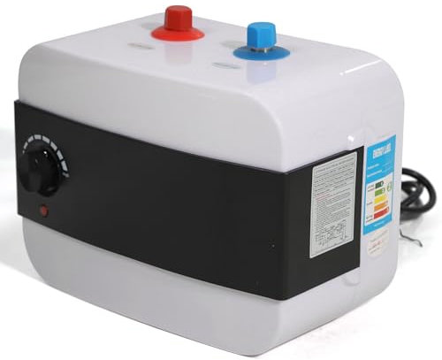 ZENGRICE Electric Instant Hot Water Heater Under Sink Small Water Tank Kitchen 6 L, Mini chauffe-eau instantané, sous table, chauffe-eau électrique, IPX4, 1500 W, pour lavabo, douche