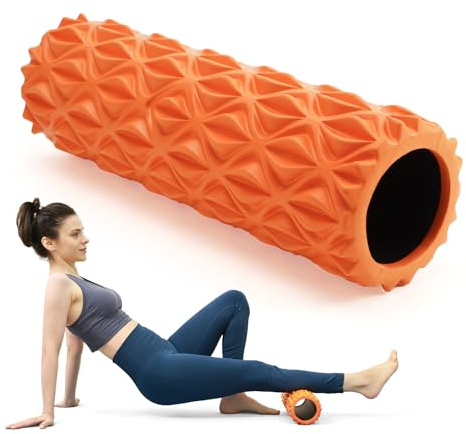 Zmarthumb Foam Roller - 15 inch Deep Tissue Massager for Muscle Massage, Myofascial Trigger Point Release, Exercise, Yoga, Pilates & Stretching(Orange)