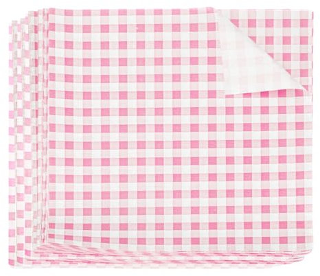 sourcing map 500 fogli di carta cerata quadrata a scacchi, 18 x 18 cm, per alimenti secchi, assorbenti, per panini, panini, panini, hamburger, cucina, rosa