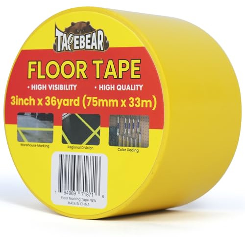 TAPEBEAR Självhäftande tejp gul 75 mm x 33 m