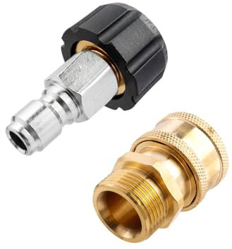 Bestgle Connettore M22 Femmina Maschio Attacco Rapido, Set di Adattatori per Idropulitrici, Filettatura Femmina M22-14 Mm A Filettatura Maschio, Raccordo Metrico, Acciaio Inossidabile, 5000 PSI