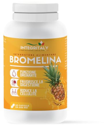 Bromelina Ultra Forte Drenante Potente Anticellulite Integratore di Enzimi Digestivi Completi Cellulite Gambe e Glutei Alta Concentrazione 60 Capsule Made in Italy