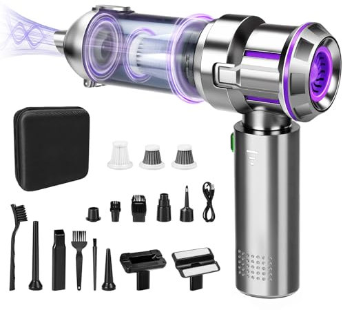 KLYNGTSK Aspirador de Mano, 25KPA Aspirador Coche Mini Aspirador Recargable,4 en 1 con Motor sin escobillas, para Uso en la Oficina, el hogar, la Cocina