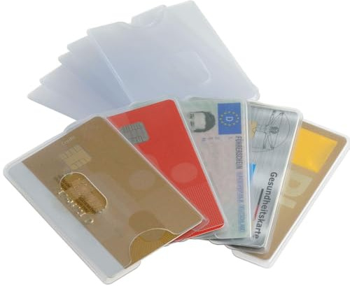 COYUN 10 Pezzi Porta Carte Di Credito Schermato Ultra Sottile In PVC Trasparente Con Foro Protection Card Contactless Ideale Porta Carte Credito Schermate Per Uomo Donna E Documenti Di Identità