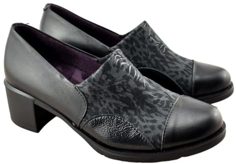 PITILLOS - Zapato Abotinado para Mujer con tacón Ancho y Plataforma de Goma,de Piel y Tela,plantila Extraible para: Mujer Color: Negro Talla:40