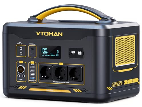 VTOMAN Jump 2200 Centrale Elettrica Portatile - 2200W/1548Wh LiFePO4 Batteria Power Station Generatore Solare, Capacità Espandibile a 3096Wh, per Campeggio, Emergenza, Viaggio