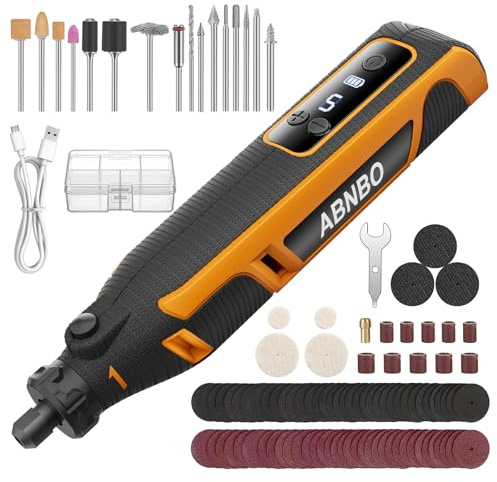 ABNBO Mini Cordless Rotary Tool,5-Speed 30000RPM,Power Rotary Tool Kit 4V Type-C Charging with Digital Display, Rotary Multi Tool 100 Accessories for Sanding,Polishing,Engraving,Carving, DIY Crafts