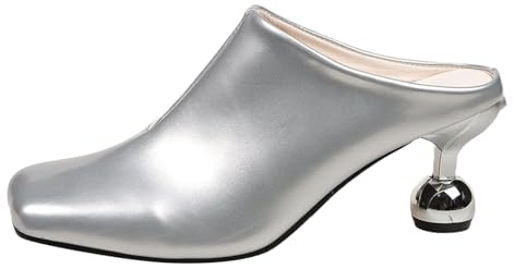 Generico Tacchi Donna Estivi Scarpe Comode Estive Largo Sandali con Tacco,Pantofole da Donna,Completamente In Pelle,Nuove Pantofole da,Estive,Dentro E Ciabatte Spiaggia (Silver,38)