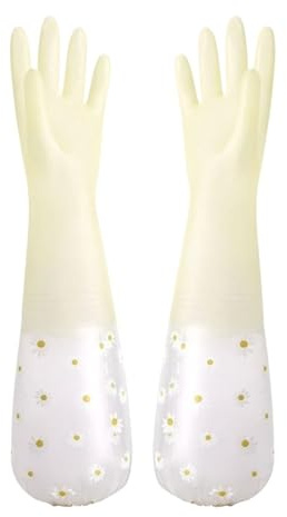 NDSJAIE guantes de limpieza Guantes de silicona for lavar platos, impermeables, gruesos, for fregar el hogar, utensilios cocina, limpieza para limpieza del hogar(Color 3)