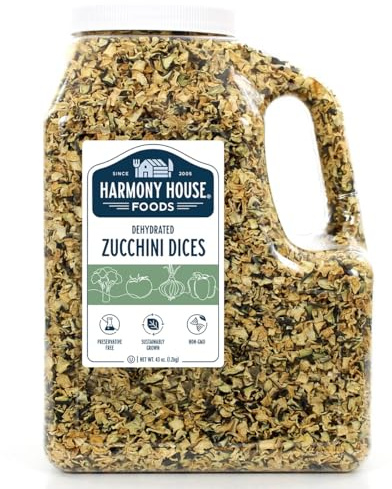 Harmony House Foods, Dried Zucchini, Diced, 43 Ounce Gallon Size Jug