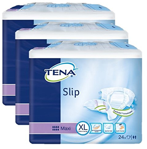 TENA Slip Maxi Extra-Large (XL) - Inkontinenz-Windel bei Doppelinkontinenz (1 Karton= 3x24= 72Stück)