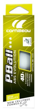 Cornilleau ITTF - Palline da ping pong da competizione in plastica ABS, 3 stelle, confezione da 3, colore: Bianco