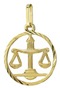 NKlaus Balance Signe astrologique 333 or jaune 8 carats 15mm Pendentif Horoscope Zodiaque 9155