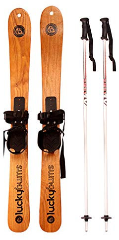 FACAI Holzschlitten Holz-Ski-Doppelbrett Universelles Skiset Für Erwachsene Und Kinder,110cmsuit