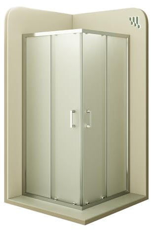 Moments of Glass - Mampara de Ducha Diana 70x70x190cm | REVERSIBLE | Puerta corredera, Ajuste 67,5-69,5 x 67,5-69,5cm | Perfiles Cromados, cristal de seguridad ESG Satinado de 6mm