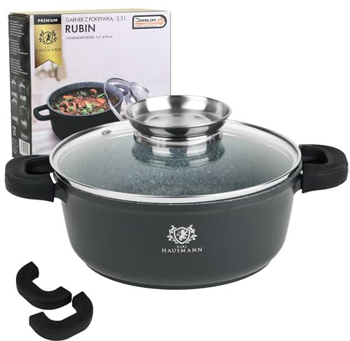 KARL HAUSMANN Aluguss Kochtopf - 2.3L - Ø 20 cm - Groß Topf Beschichtet Für alle Herdarten auch Induktion - Antihaft Suppentopf mit Deckel - Non Stick Cooking Pot - Bratentopf