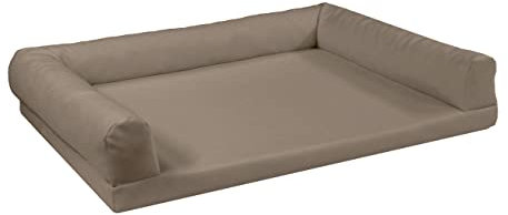 Juelle Orthopädisches Hundebett aus Kunstleder Sofa mit Matratze für große Hunde Abnehmbare Abdeckung, Waschmaschinenwaschbar, Lord L-XXL (100x75cm, Schmutzbeige)