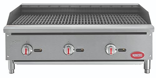 Kratos 29Y-002 36 Commercial Restaurant Gas Countertop Radiant Charbroiler, 3 Burners, 105,000 BTU Output