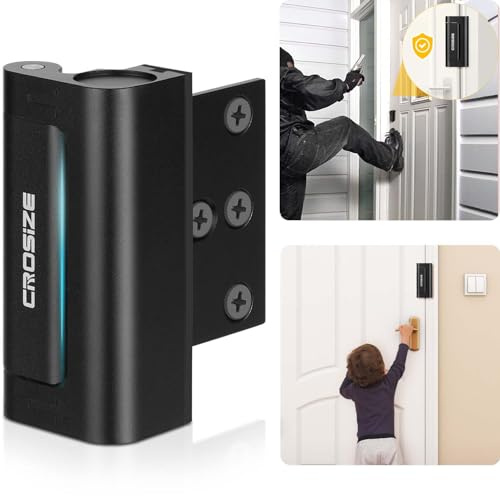 Home Security Door Lock, Upgraded Metal Door Reinforcement Lock, 3 Withstands 1000 lbs of Impact for Inward Swing Doors, Defender Door Locks for Kids Safety, Prevent Unauthorized Entry (Black)