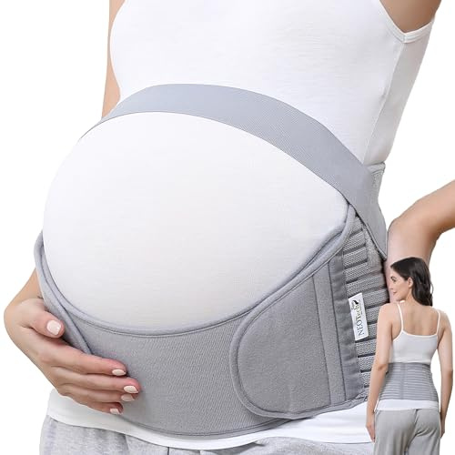 NEOtech Care - Fascia per maternità - Supporto per la gravidanza - Cintura vita/schiena/addome (Grigio, XL)