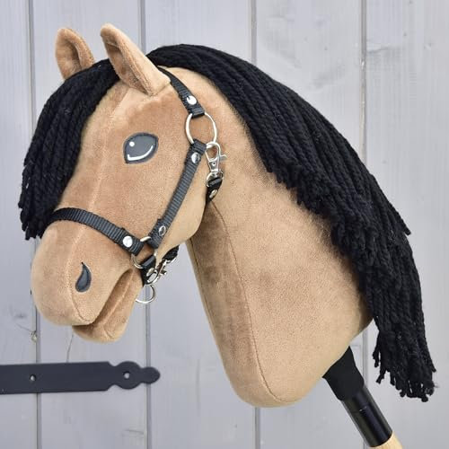 LarDen Hobby Horse - Braun Steckenpferd Samantha mit Halfter S, HANDGEFERTIGTES Stockpferd Für Kleine, Große Kinder mit Zubehör | Spielpferd, Pferd Zum Reiten Spielzeug, Hobby Horsing, Hobbyhorse