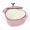 Cocotte en fonte émaillée en forme de cœur avec couvercle 1,9 L - Petite casserole multifonction antiadhésive (rose)