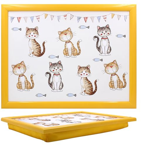 The Leonardo Collection - Bandeja de Regazo para Gatos con Bolsa de Frijoles para Servir Platos, Bonitas bandejas de Regazo para Comer en el Regazo para la Cena o el Desayuno, bandejas de Comida de