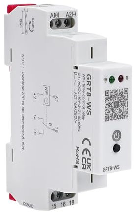 Jadeshay Interruttore Orario WiFi, GRT8-WS Interruttore Temporizzato 220v WiFi Timer WIFI Smart Home con Telecomando Compatibile con TUYA, AC/DC110-240V