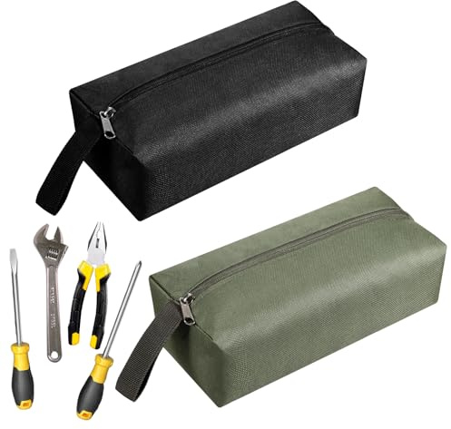 Larrel 2 Stück Kleine Tragbare Werkzeugtasche, Wasserdicht Reißverschluss Aufbewahrungstasche Mehrzweck Verschleißfest Kleine Werkzeugtasche Wasserdicht Tool Bag für Elektriker, Schreiner, Architekten