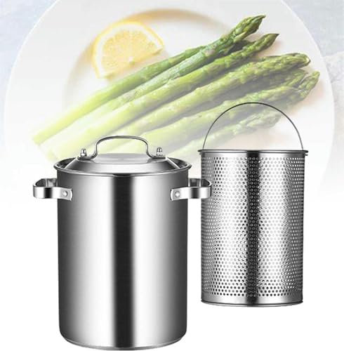 DLAZUM Pentola per asparagi in Acciaio Inox 304 Multifunzionale, pentola per asparagi a induzione, per Pasta, Spaghetti, Verdure, Design ergonomico