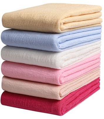 Febfim Lot de 6 foulards en coton doux et froissé pour femme